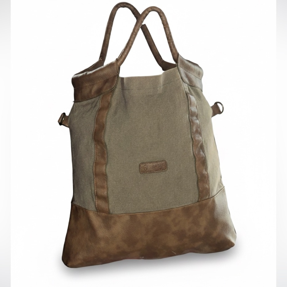 OLSENBOYE Boho Canvas & Faux Leather Satchel Tote - Preloved
